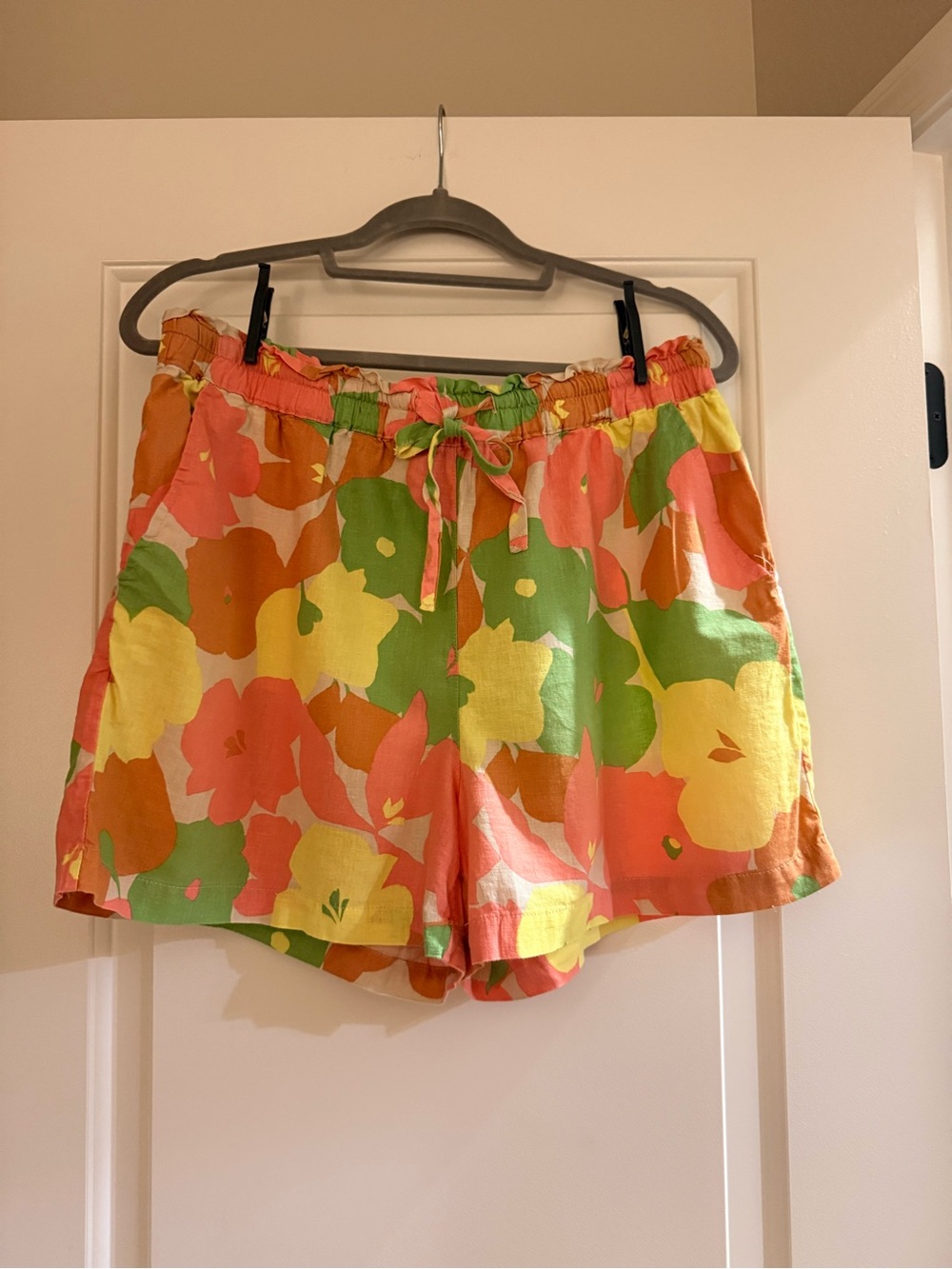 Sanctuary Floral Drawstring Athletic Shorts - Yellow, Green, Coral